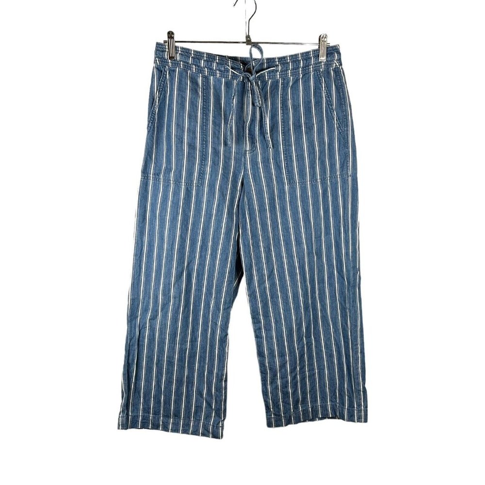 American Eagle AEO Womens 6 Striped High Rise Jeans Cropped Wide Leg Boho Summer